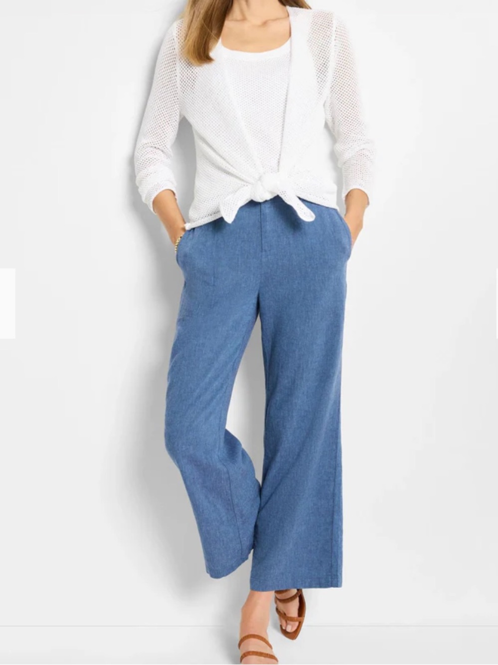 Nic + Zoe RUMBA LINEN ROPE BELT CROPPED PANT, 10